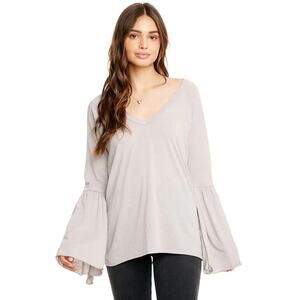 Chaser Vintage Jersey Peplum Raglan Long Sleeve Top Tee Large